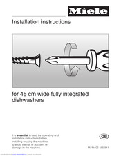 Miele G 618 Installation Instructions Manual