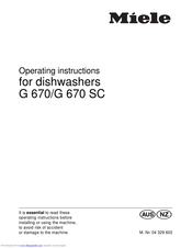 Miele G 670 SC Operating Instructions Manual