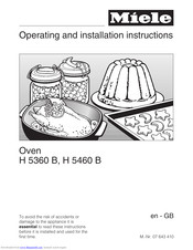 Miele H 5460 B Operating And Installation Manual