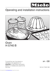 Miele H 5740 B Operating And Installation Manual