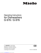 Miele G 876 Operating Instructions Manual