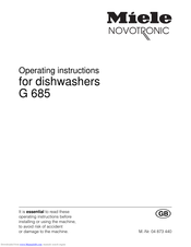 Miele G 685 Operating Instructions Manual