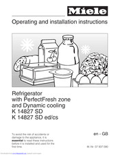 Miele K 14827 SD ed/cs Operating And Installation Manual