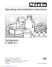 Miele K 2202 S-1 Operating And Installation Manual