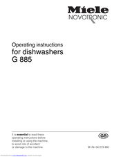 Miele G 885 Operating Instructions Manual