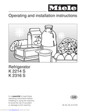 Miele K 2316 S Operating And Installation Manual