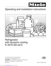 Miele K 3512 SD ed-3 Operating And Installation Manual
