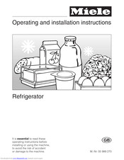Miele K 841i Operating And Installation Manual