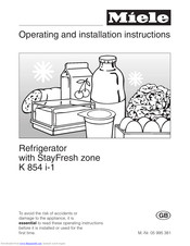 Miele K 854 i-1 Operating And Installation Manual