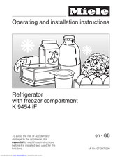 Miele K 9454 iF Operating And Installation Manual