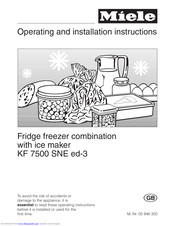 Miele KF 7500 SNE ed-3 Operating And Installation Instruction