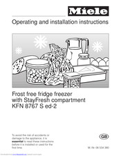 Miele KFN 8767 S ed-2 Operating And Installation Manual