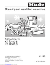 Miele KT 12510 S Operating And Installation Manual