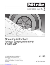 Miele T 8626 WP Operating Instructions Manual