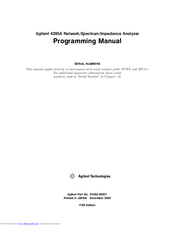 Agilent Technologies 4395A Programming Manual