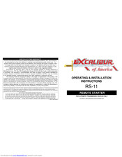 Excalibur Excalibur Rs 11 Manuals Manualslib