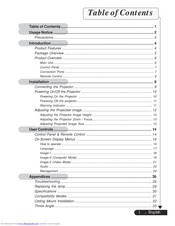 Optoma Digital Tuner Output Projector Manual