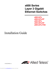 Allied Telesis x600-24Ts-POE Installation Manual