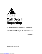 Altigen Call Detail Reporting Manual
