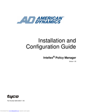 American Dynamics Intellex Policy Manager 1.30 Installation And Configuration Manual