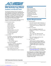American Dynamics CPU Activity Log Client Installation And Operation Manual