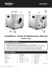 Aprilaire 1720 Installation,Safety & Maintenance Manual