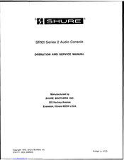 Shure SR101 Series 2 Operation And Service Manual