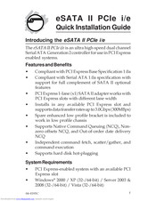 SIIG eSATA II PCIe i/e Quick Installation Manual