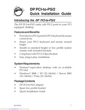Siig DP PCI-to-PS/2 Quick Installation Manual