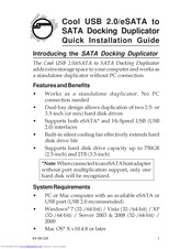 SIIG Cool USB 2.0/eSATA to SATA Docking Duplicator Quick Installation Manual