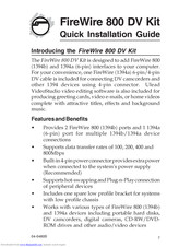 SIIG FireWire 800 DV Kit Quick Installation Manual