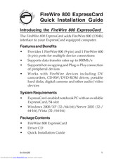 SIIG FireWire 800 ExpressCard Quick Installation Manual