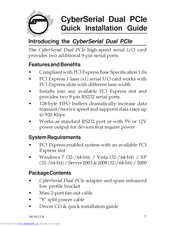 SIIG CyberSerial Dual PCIe Quick Installation Manual