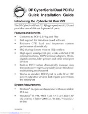 SIIG DP CyberSerial Dual PCI RJ Quick Installation Manual