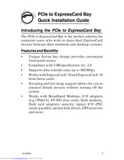 Siig PCIe to ExpressCard Bay Quick Installation Manual