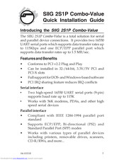 SIIG SIIG 2S1P Combo-Value Quick Installation Manual