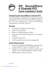 SIIG DP SoundWave 4 Channel PCI Quick Installation Manual