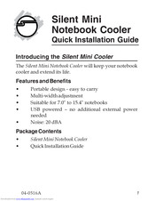 Siig Silent Mini Notebook Cooler Quick Installation Manual