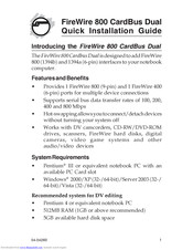 SIIG 1 FireWire 800 CardBus DV-Ki Quick Installation Manual