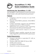 SIIG SoundWave 7.1 PCI Quick Installation Manual