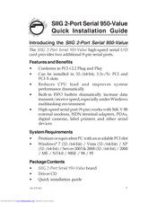 SIIG SIIG 2-Port Serial 950-Value Quick Installation Manual