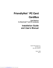Asante FriendlyNET PC Card Installation Manual And User's Manual