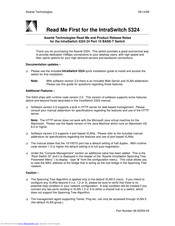 Asante IntraSwitch 5324 Product Release Notes