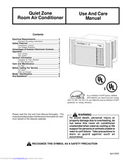 Amana Quiet Zone Room Air Conditioner Use And Care Manual