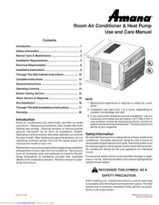 Amana Room Air Conditioner & Heat Pump Use And Care Manual