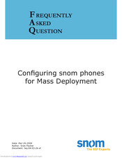 Snom phones Frequently Asked Questions Manual