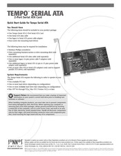 Sonnet TEMPO SERIAL ATA Quick Start Manual