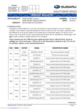 Subaru 2010 Impreza Service Bulletin