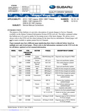 Subaru 2008 IMPREZA Service Bulletin