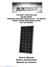 Sunforce 130 WATT CRYSTALLINE SOLAR PANEL User Manual